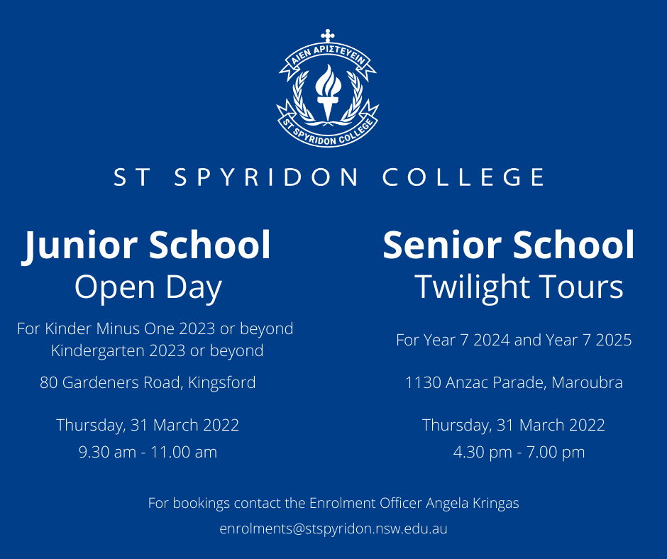 St Spyridon College Open Days 2022